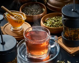 Turkish herbal tea with honey